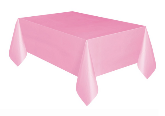 Lovely Pink Solid Rectangular Plastic Table Cover, 54" x 108"