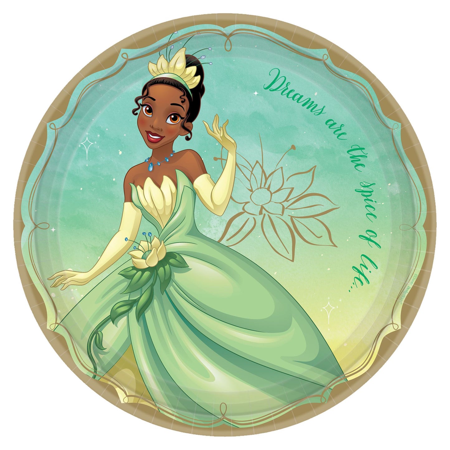 ©Disney Princess Round Plates, 9" - Tiana, 8ct