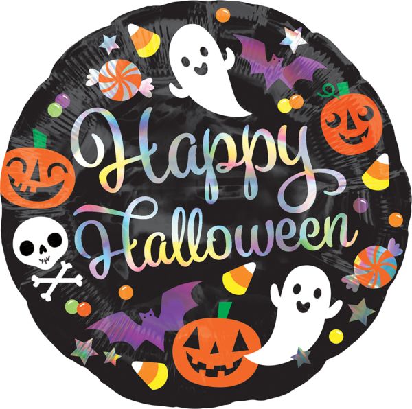 Globo Mylar iridiscente Happy Halloween de 18", 1 unidad