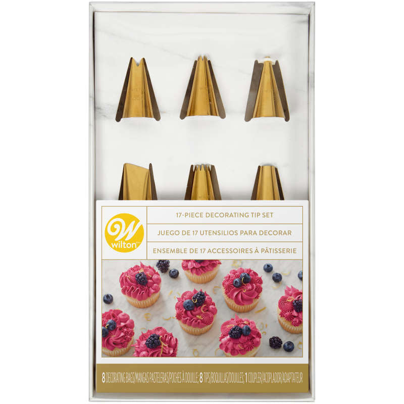 Navy Blue And Gold Piping Tips And Cake Decorating Supplies Set, 17-Pi ...