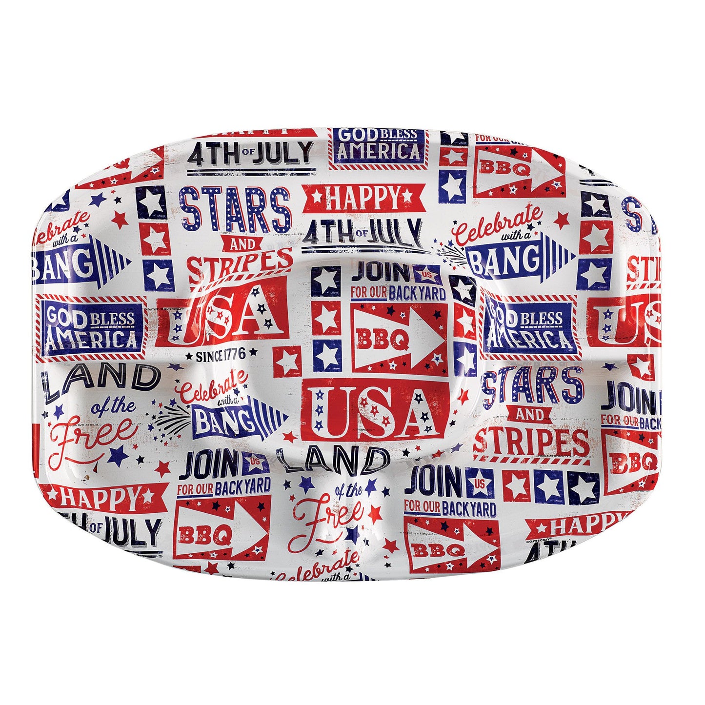 Patriotic 13" x 18" Plastic Sectional Platter, 1ct