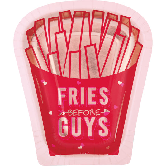 Lovely Galentine French Fries Shaped 8.25" Plates, 8ct