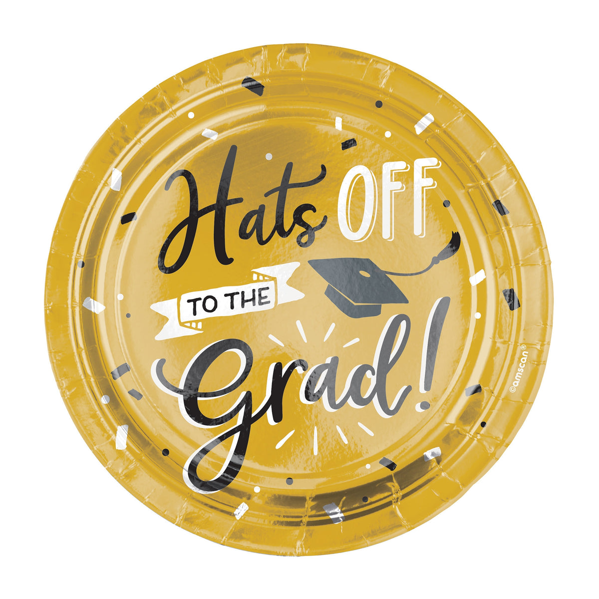 Grad Hats Off! Metallic Round Plates, 7