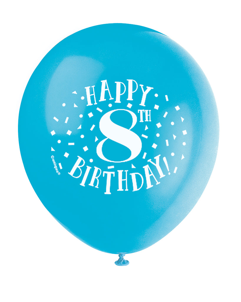 Fun Happy 8th Birthday 12 Latex Balloons, 8ct – A Birthday Place