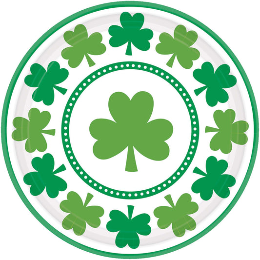 Lucky Shamrocks Round Plates, 9"