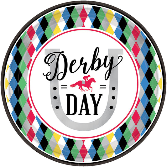 Platos redondos Derby Day de 9", 8 unidades