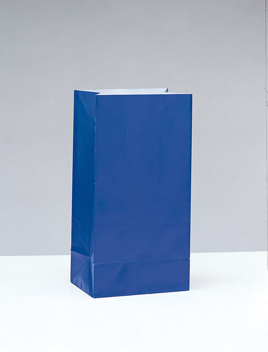 Royal Blue Paper Party Bags, 12ct