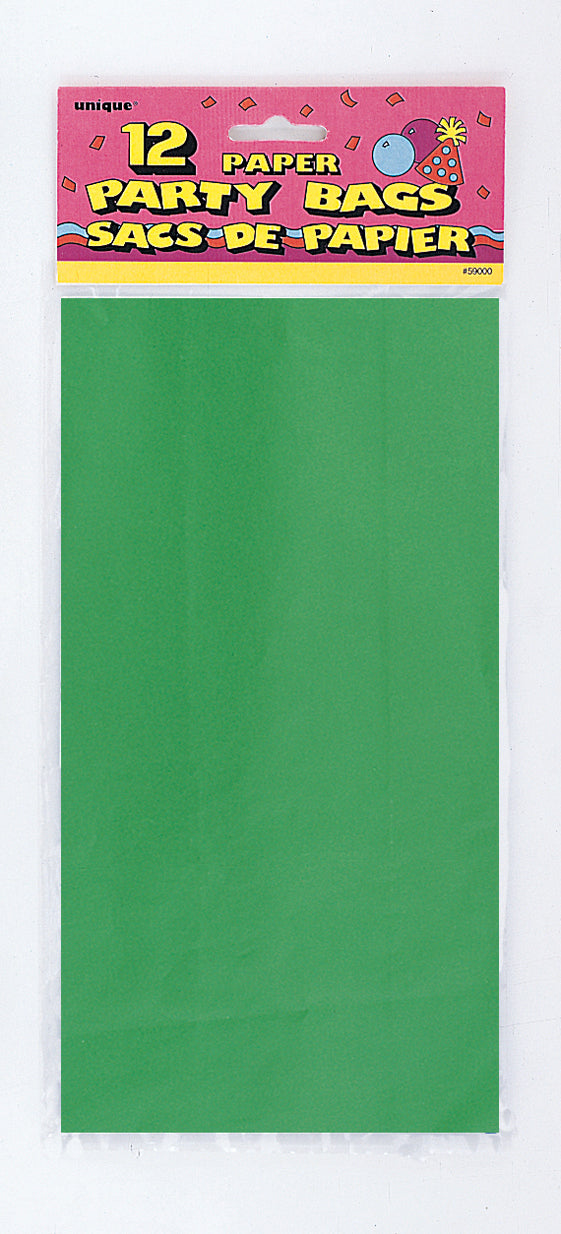 Green Paper Party Bags, 12ct