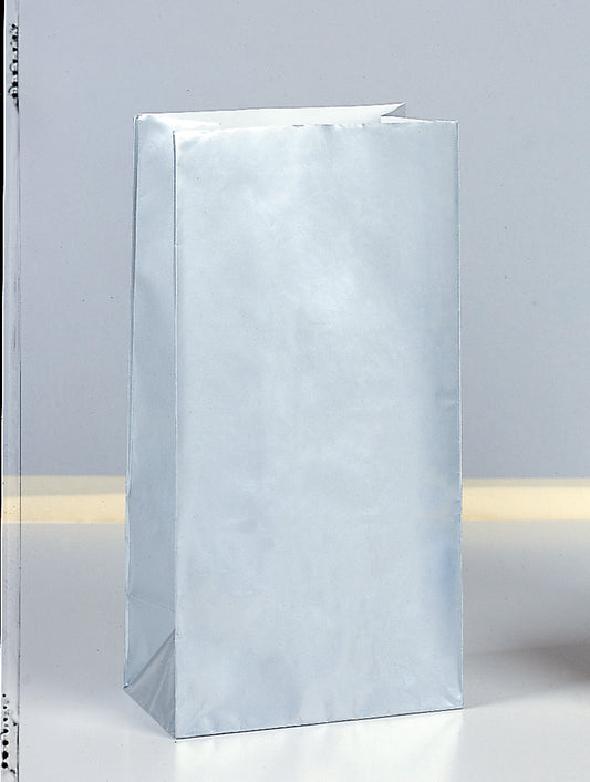 Silver Metallic Paper Party Bags, 10ct