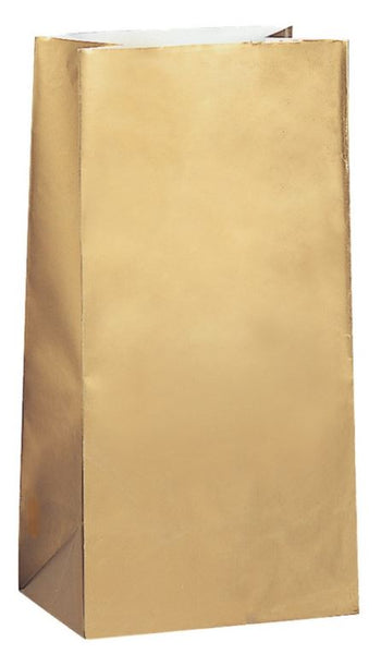 Medium Metallic Gold Kraft Gift Bags 10ct