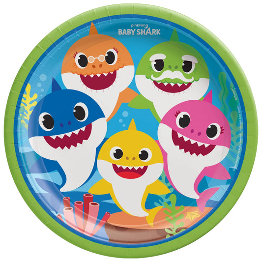 Baby Shark 9" Round Plates, 8ct