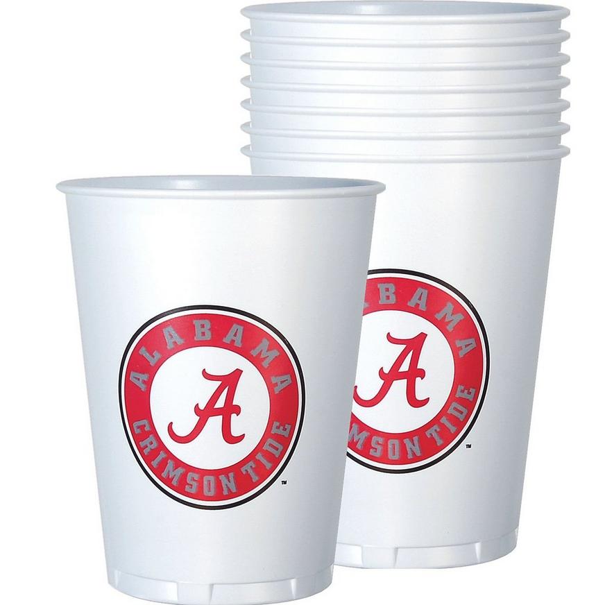 Vasos de plástico de 16 oz de la Universidad de Alabama, 8 unidades