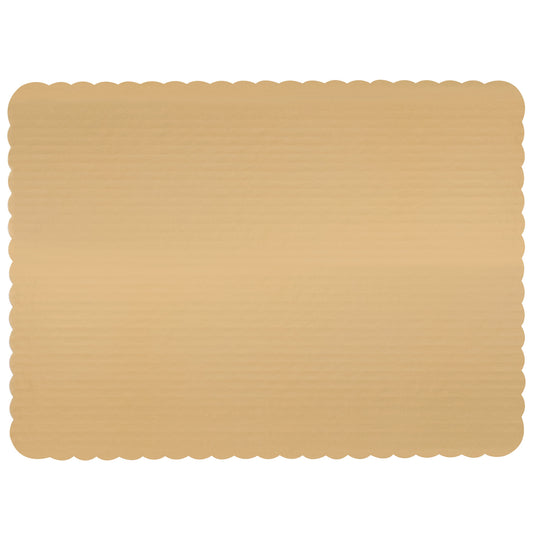 Almohadilla para pastel de 1/2 hoja corrugada rectangular laminada en oro de 18 3/4 "x 13 3/4"