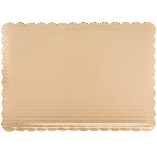 14" x 10" Gold Laminated Rectangular Quarter Sheet Cake Pad