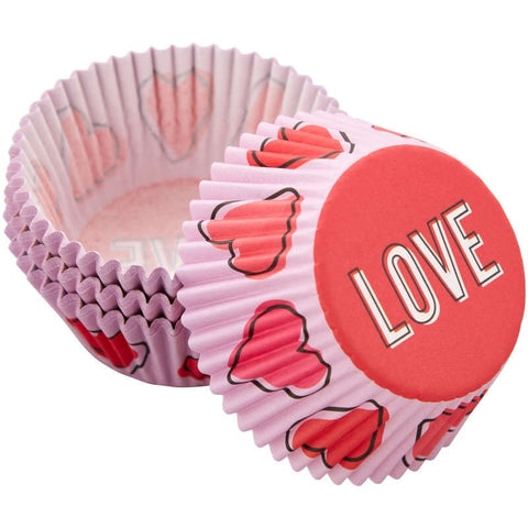 Pink Hearts Valentine's Day Foil Cupcake Liners, 24-Count - Wilton