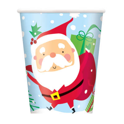 Vasos de papel coloridos de Papá Noel de 9 oz, 8 unidades