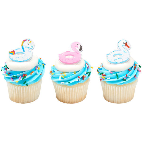 Anillos para cupcakes con flotadores de piscina