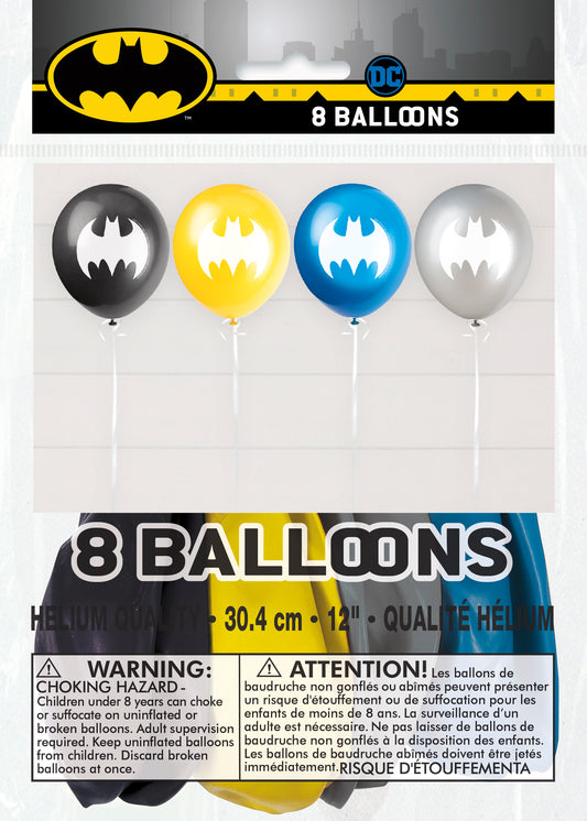 Globos de látex Batman de 12", 8 unidades