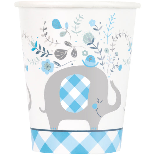 Blue Floral Elephant 9oz Paper Cups, 8ct