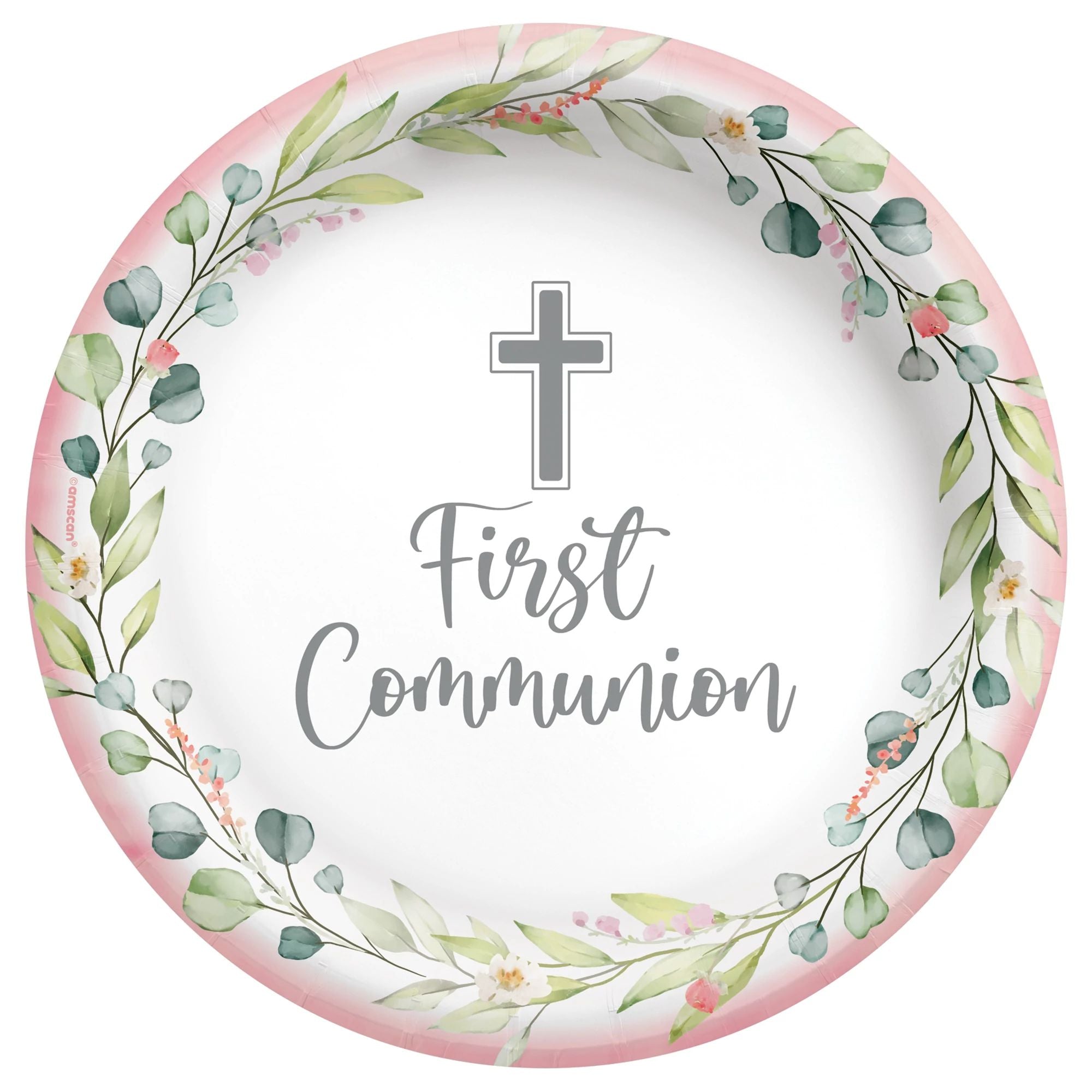 My First Communion 6.75" Round Plates - Pink