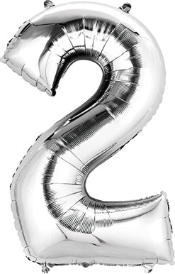 Anagram 34" Silver Numeral 2 Balloon