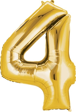 Anagram 34" Numeral 4 Balloon - Gold