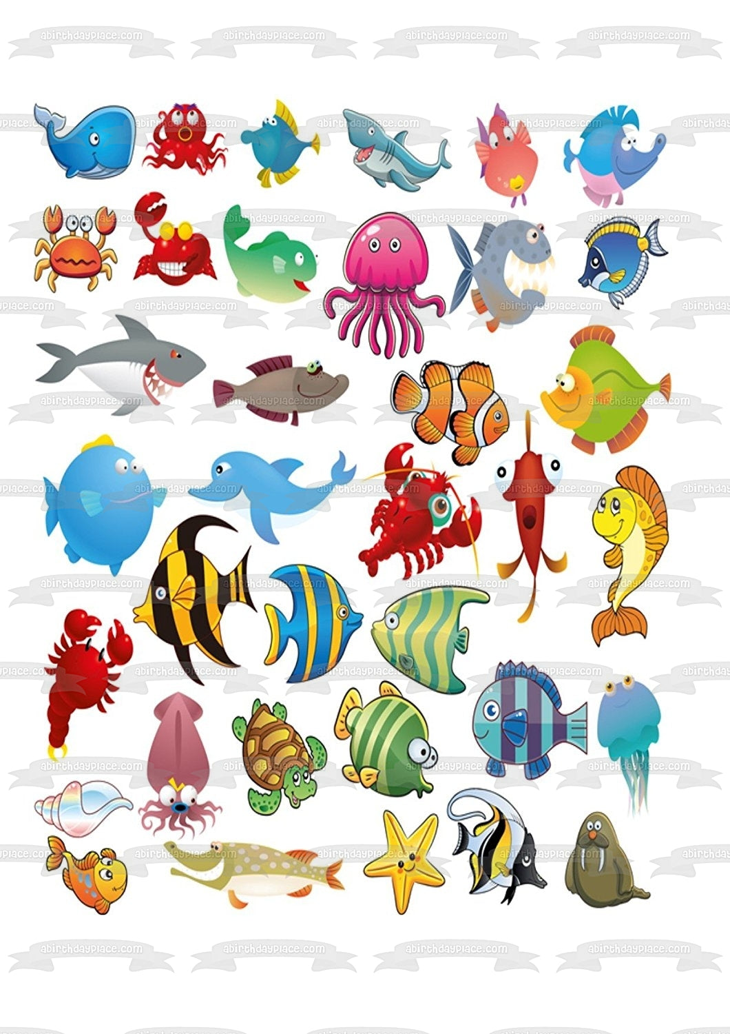 Fish Ocean Sea Creatures Life Edible Cake Topper Image ABPID00077