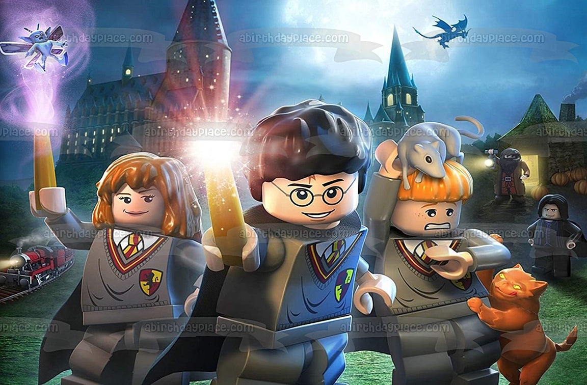 LEGO Harry Potter Hermione Granger Ron Weasley Edible Cake Topper Image ABPID00112