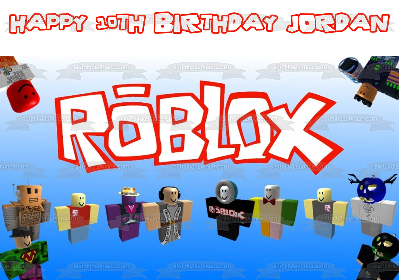 Imagen de adorno comestible para tarta de feliz cumpleaños del jugador personalizado de Roblox ABPID00150 