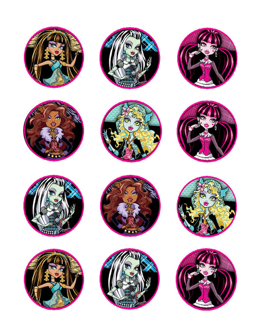 Monster High Frankie Stein Draculaura Clawdeen Wolf Cleo De Nile Lagoona Blue Edible Cupcake Topper Images ABPID00159