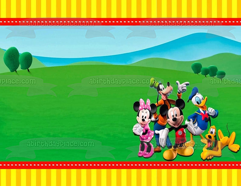 Mickey Mouse Club House Border Minnie Donald Goofy Plutón Adorno comestible para tarta Marco de imagen ABPID00169 