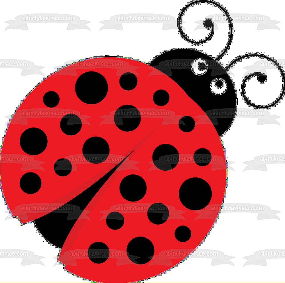 Adorno comestible para tarta con lunares rojos y negros de Lady Bug, imagen ABPID00212 