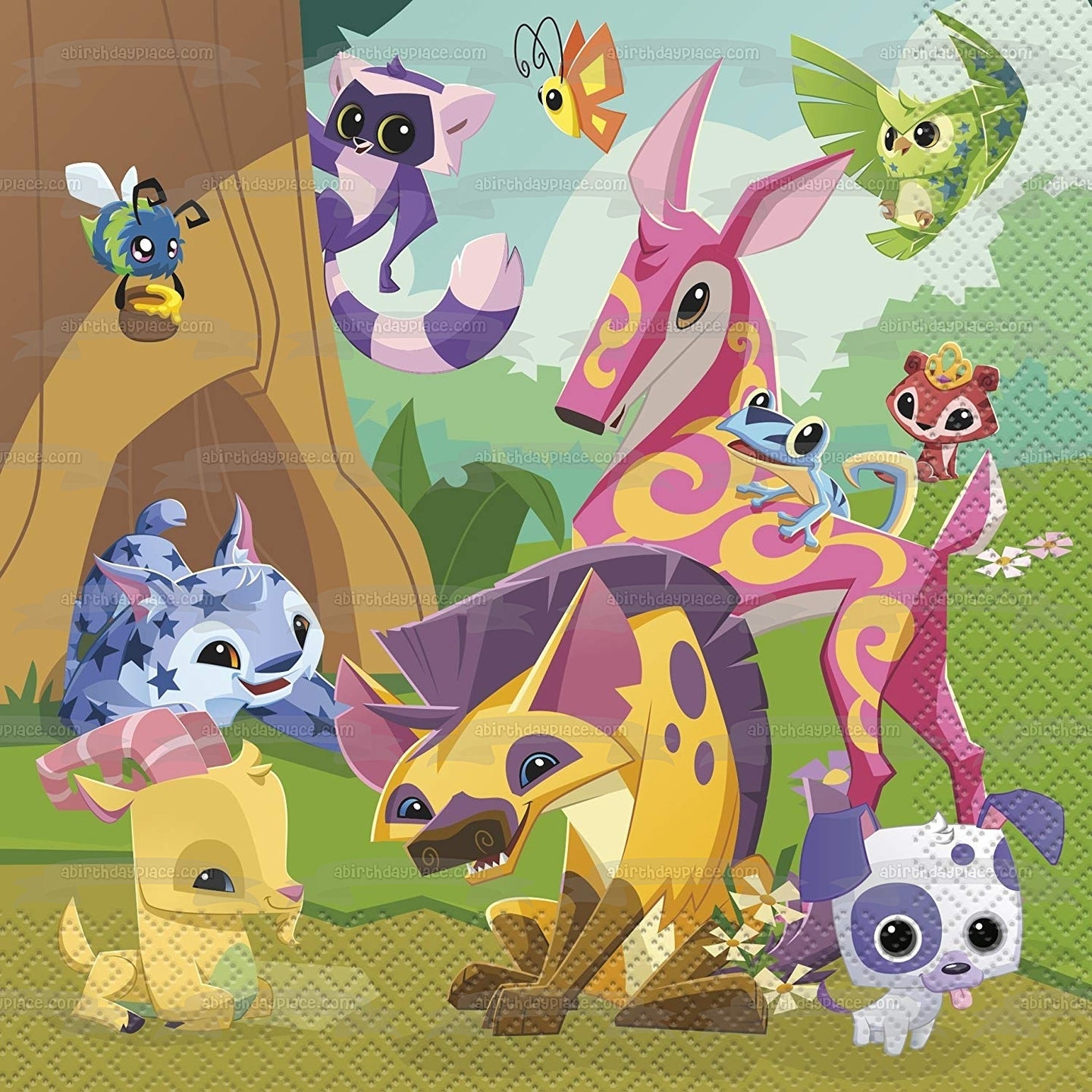 Adorno comestible para tarta con varios personajes de Animal Jam, imagen ABPID00228 