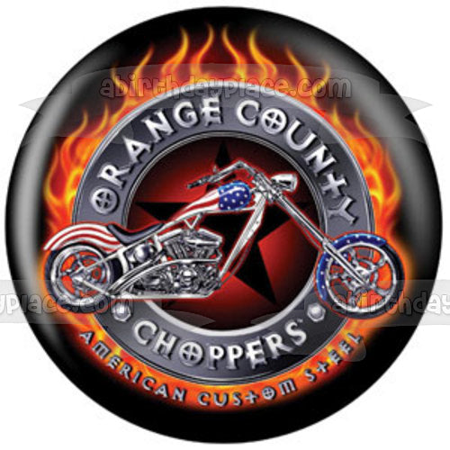 Imagen de decoración comestible para tartas con motocicletas de acero personalizadas americanas de Orange County Choppers ABPID00347 