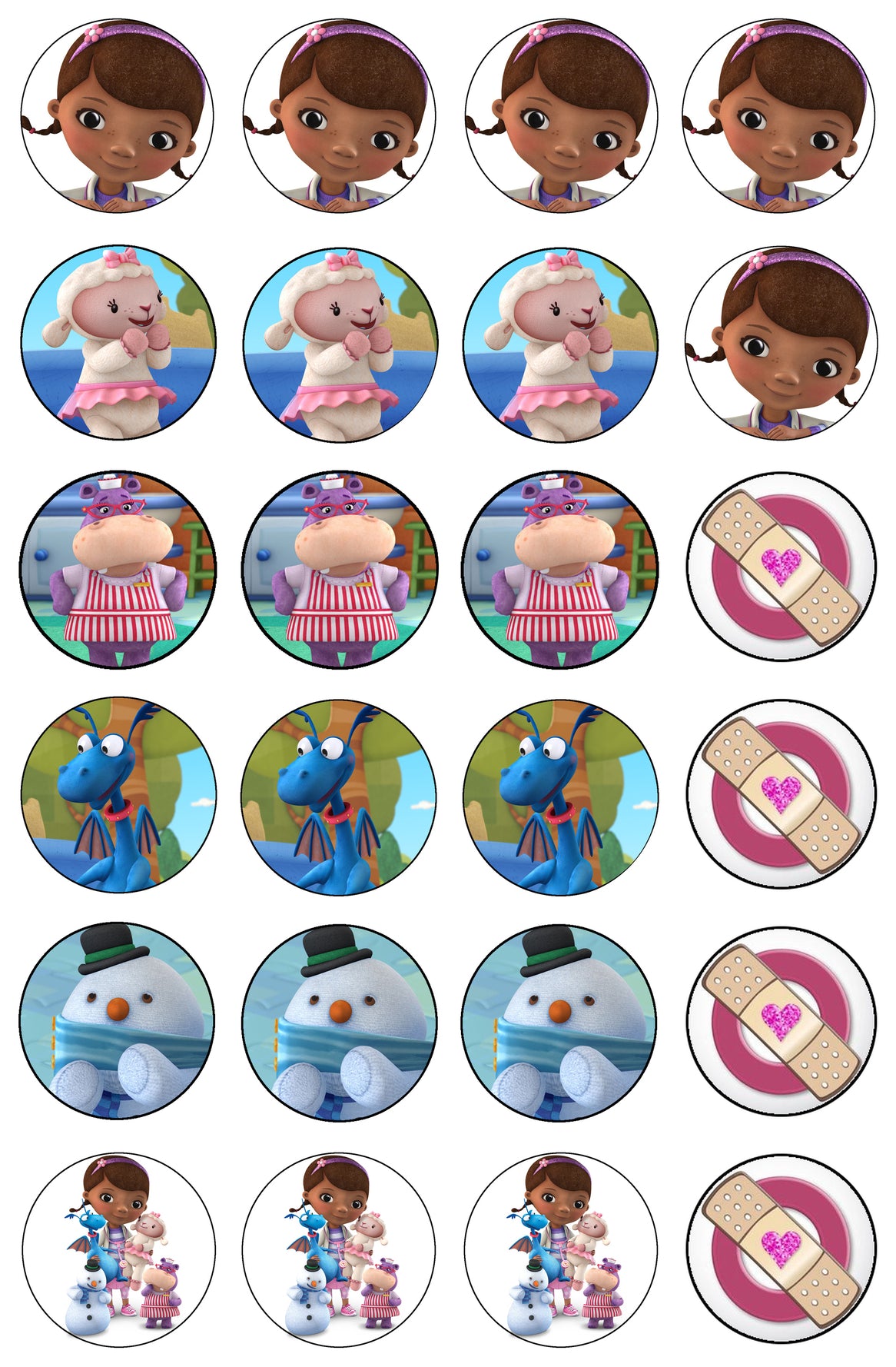 Doc McStuffins Lambie Stuffy Hallie Chilly Mc Stuffins Bandaids Edible Cupcake Topper Images ABPID00356