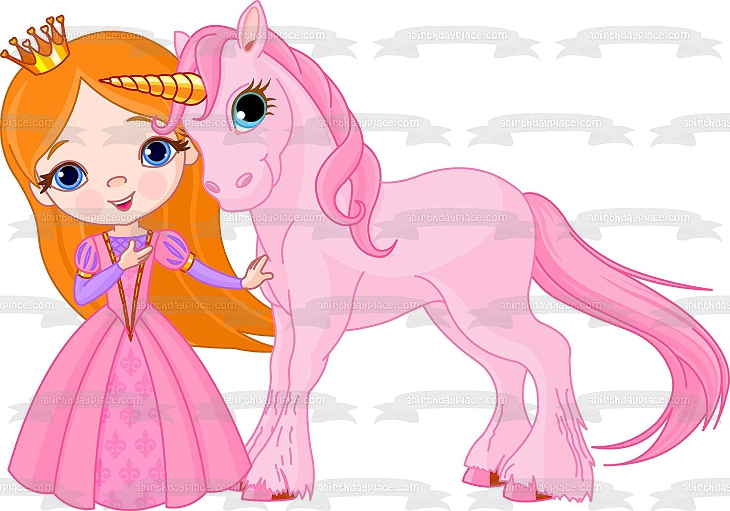 Hermosa princesa unicornio rosa adorno comestible para pastel imagen ABPID00525 