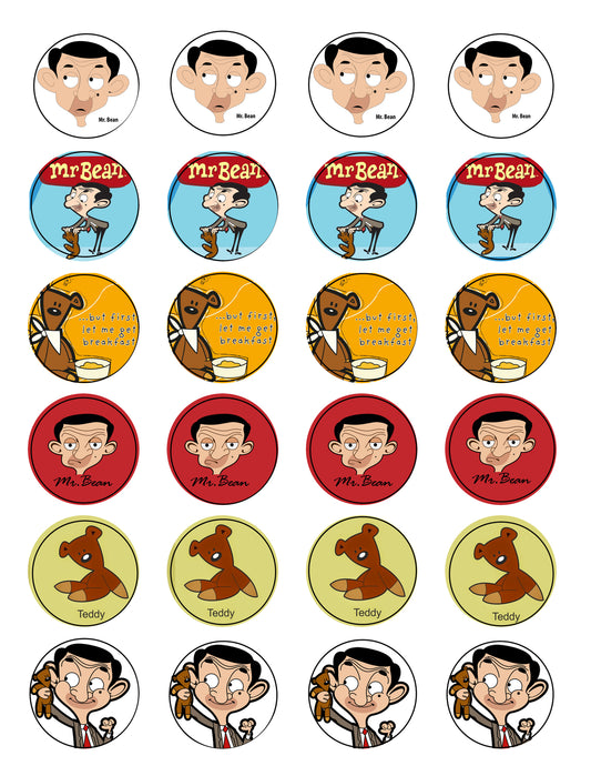 Mr Bean Teddy Bear but First Let Me Get Breakfast Edible Cupcake Topper Images ABPID00587