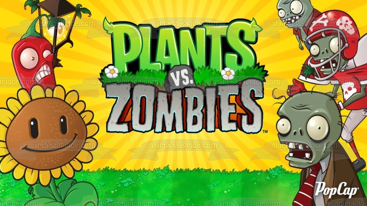 Plantas Vs Zombies Popcap Girasol Jalapeño Planter Fútbol Zombie Decoración comestible para tarta Imagen ABPID00605 