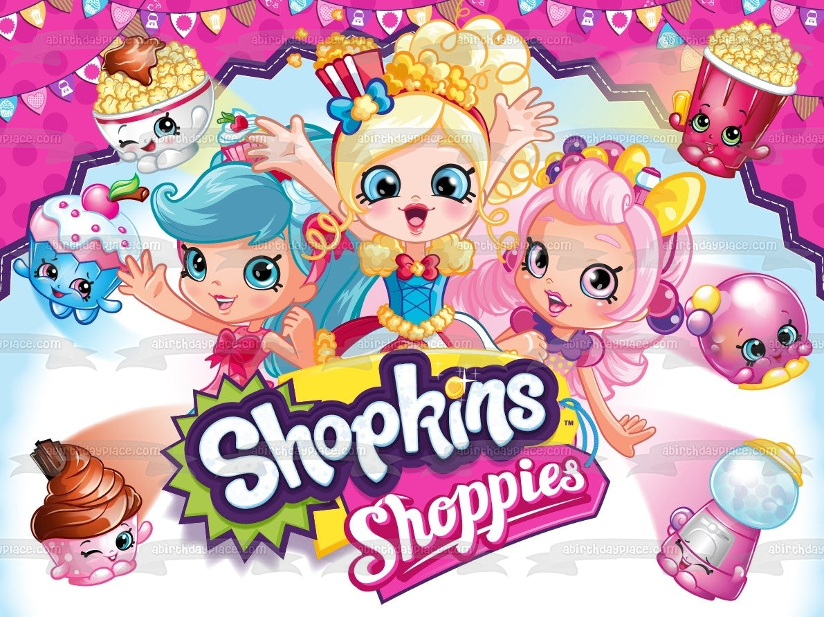 Shopkins Chef Club Shoppies Bubbleisha Jessicake Peppa-Mint Edible Cake Topper Image ABPID00658