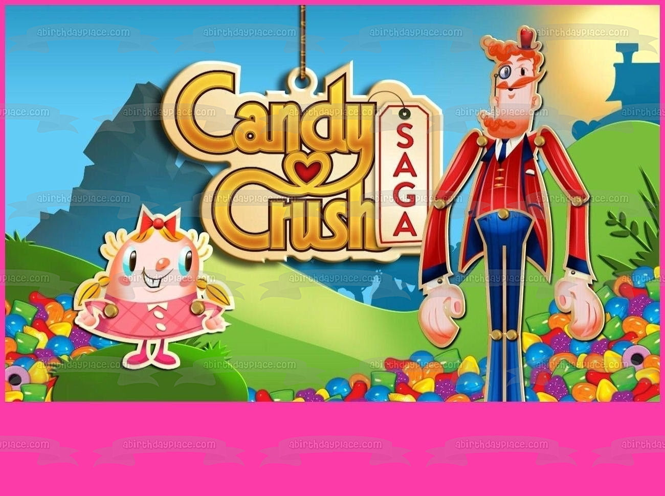 Candy Crush Saga King Colorful Gumdrops Edible Cake Topper Image ABPID00660