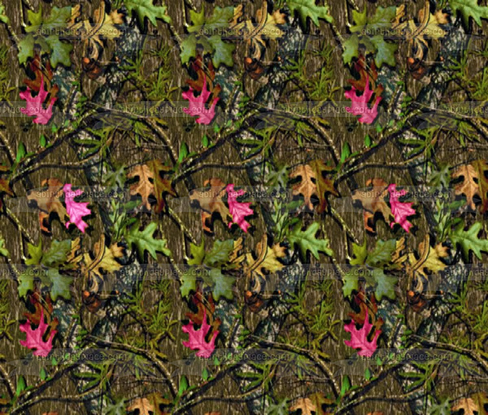 Mossy Oak Camo Camuflaje Hojas Rosa Edible Cake Topper Imagen ABPID00695 