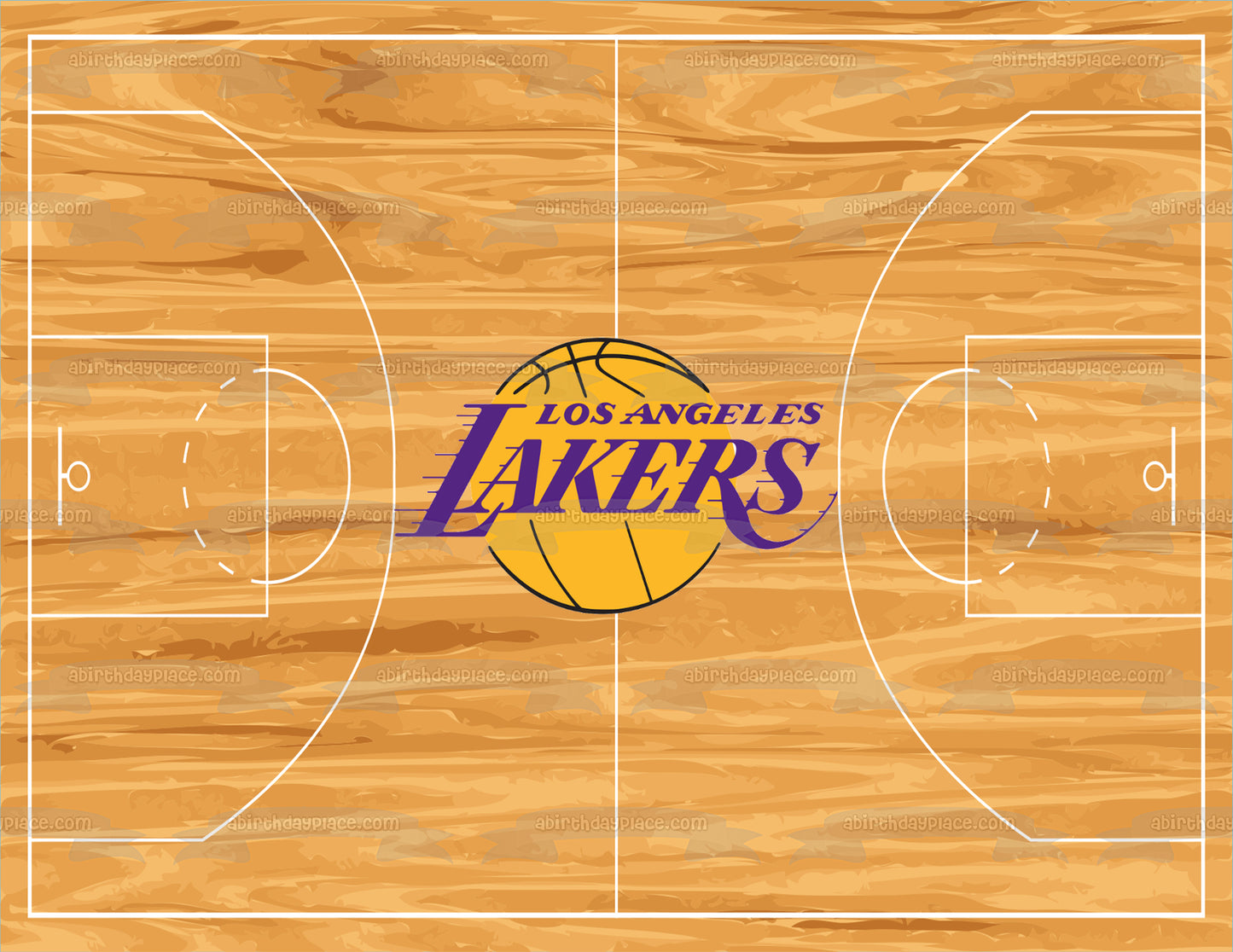 Logotipo de Los Angeles Lakers, cancha de baloncesto, NBA, deportes profesionales, decoración comestible para tarta, imagen ABPID00727 