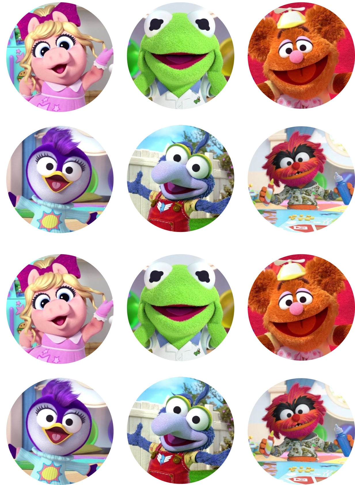 Muppet Babies Sesame Street Kermit Piggy Fozzy Animal Edible Cupcake Topper Images ABPID00728