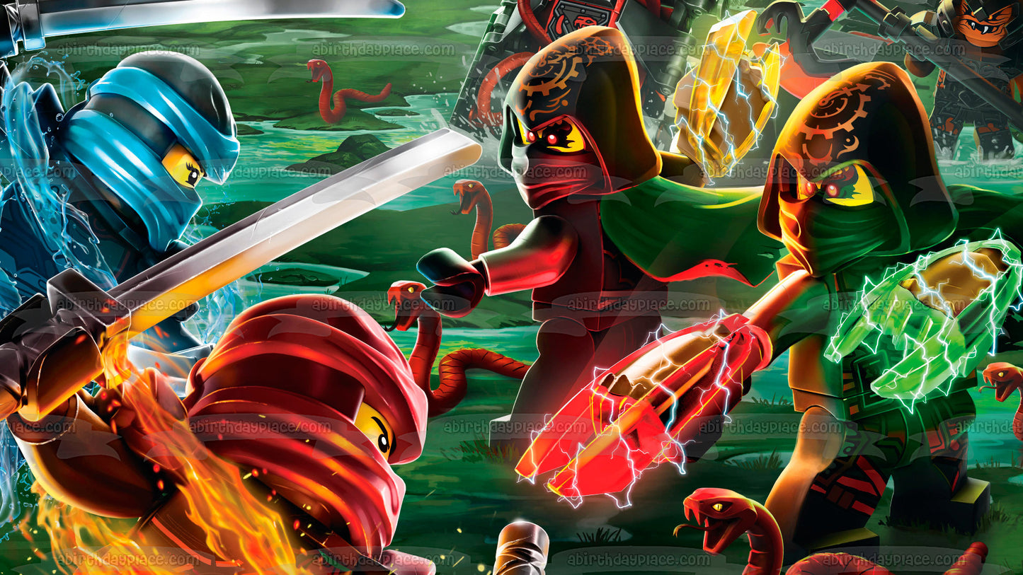 LEGO Ninjago Fight Scene Edible Cake Topper Image ABPID00731