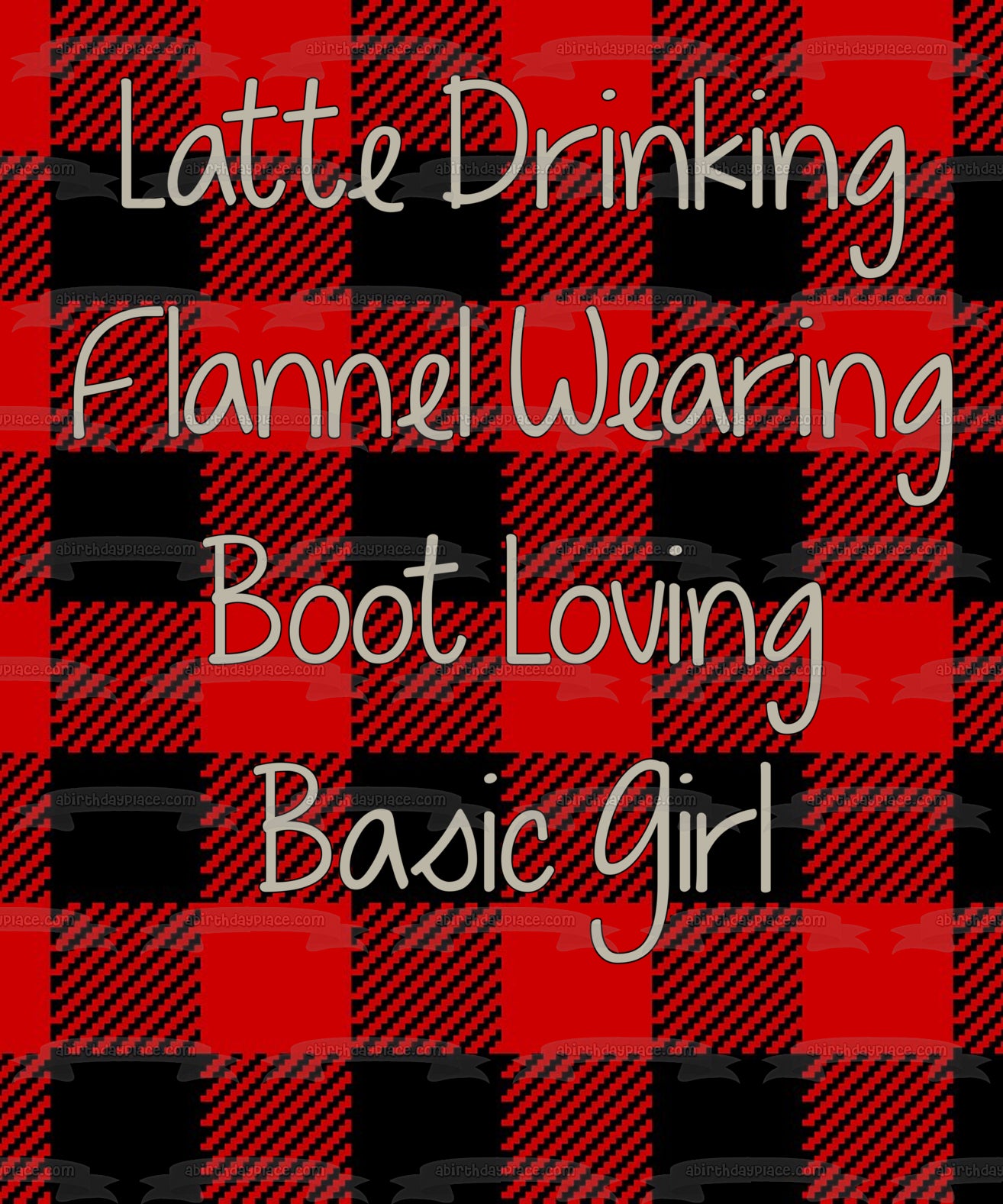 Latte bebiendo franela con bota Loving Basic Girl adorno comestible para tarta imagen ABPID00805 