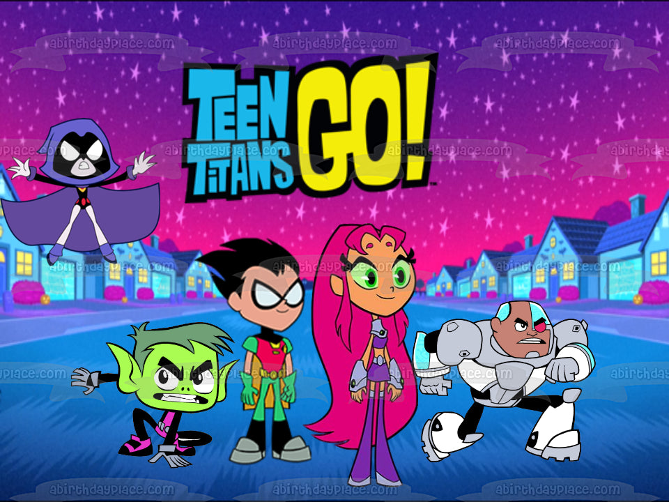 Teen Titans Go Robin Raven Cyborg Star Fire Beast Boy - Adorno comestible para tarta, imagen ABPID00833 