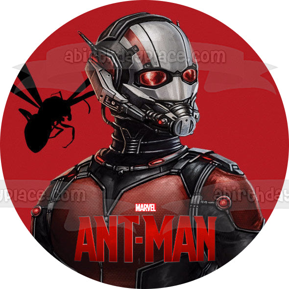 Ant-Man and a Flying Ant with a Red Background Edible Cake Topper Image ABPID00867