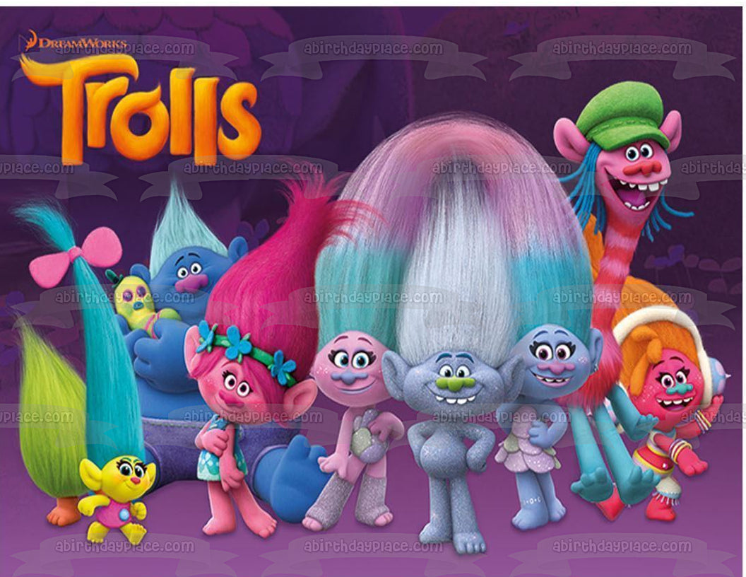 Imagen comestible para tarta de Trolls Party Princess Poppy Branch Creek Cooper Guy Diamond ABPID00896 