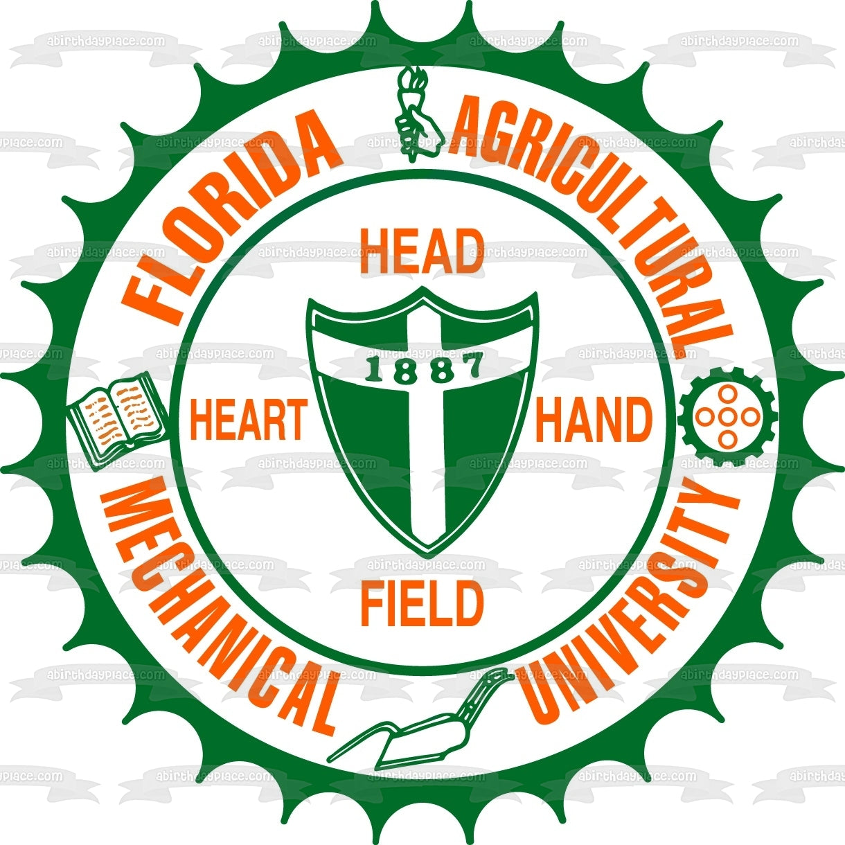 Imagen ABPID00915 del logotipo de la Universidad A&amp;M de Florida, mecánica agrícola, comestible 