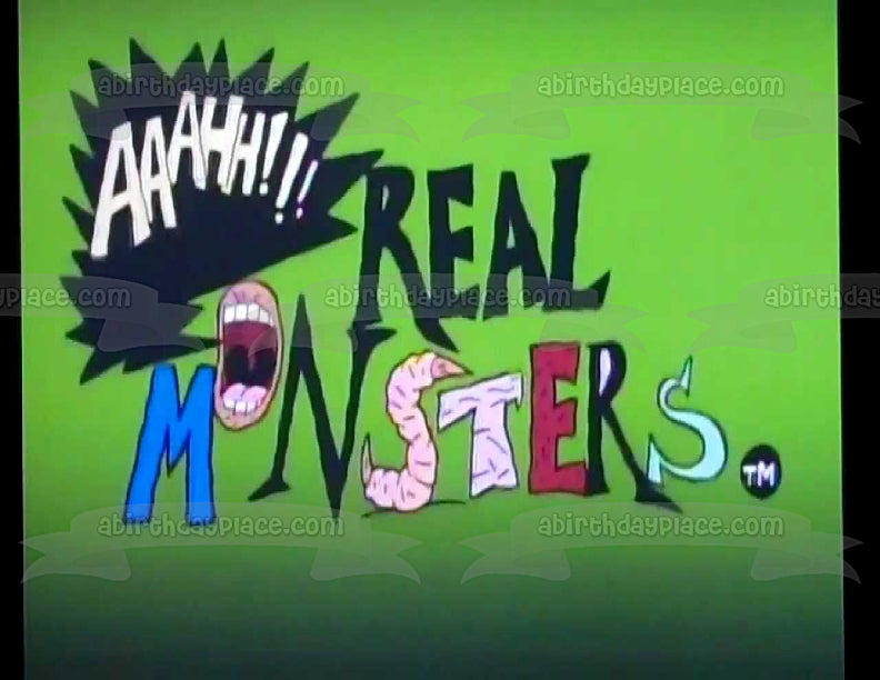 ¡¡¡Aaah!!! Real Monsters TV Logo Fondo verde Imagen comestible para decoración de tarta ABPID01114 